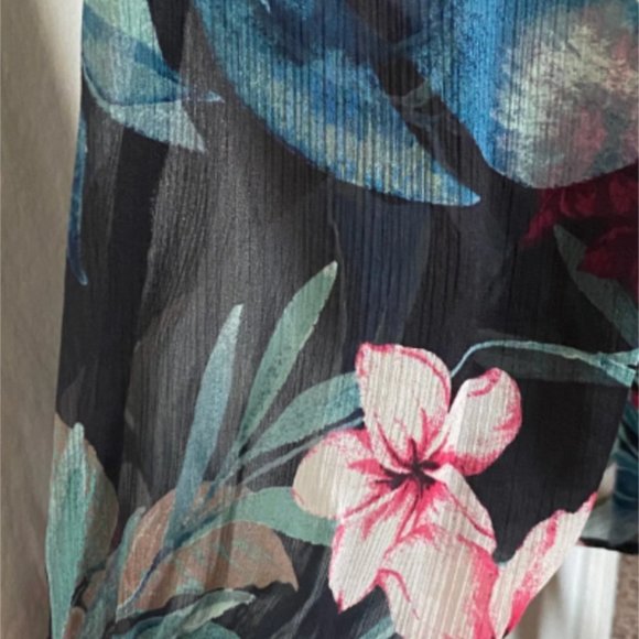 GUESS Long Sleeve Tropical Rhodes Jungle Floral Dress Size XL PREOWNED/USED - Picture 10 of 12